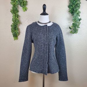 Gap herringbone black & white zip up jacket EUC